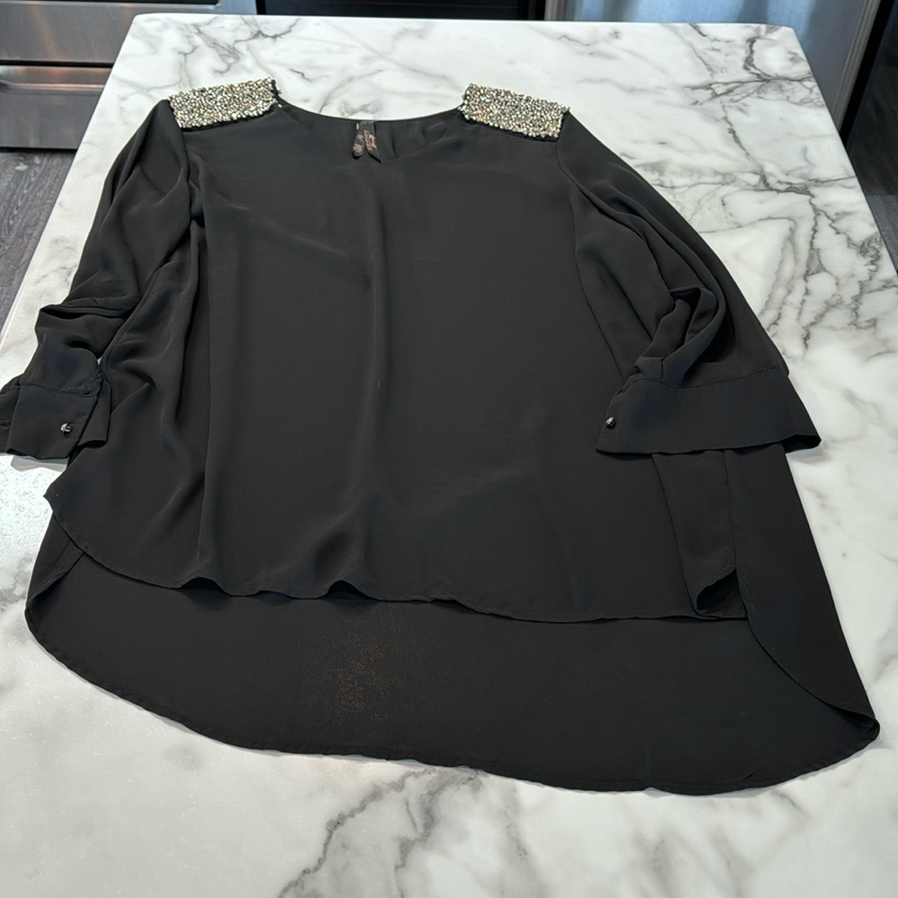 PTP length at front 34 back 41 bling shoulders black top